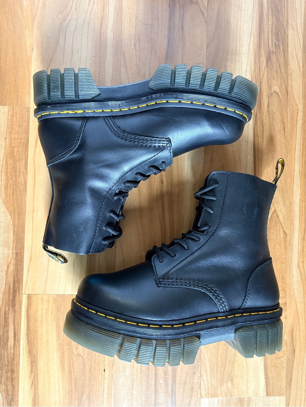 Dr. Martens Audrick Black Nappa Leather Platform Ankle Boots size 8 - Picture 9 of 14